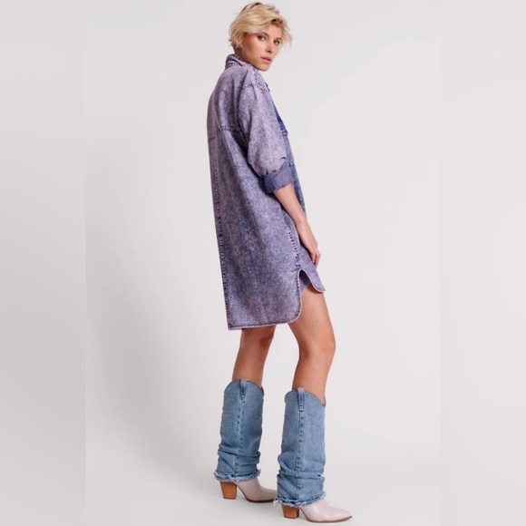 One Teaspoon Nixie Purple Rain Free People oversized shirt dress- flaw - Picture 2 of 13
